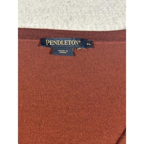 Pendleton Sweater Merino Wool Men's Size XL V-Neck Brown - Picture 6 of 12
